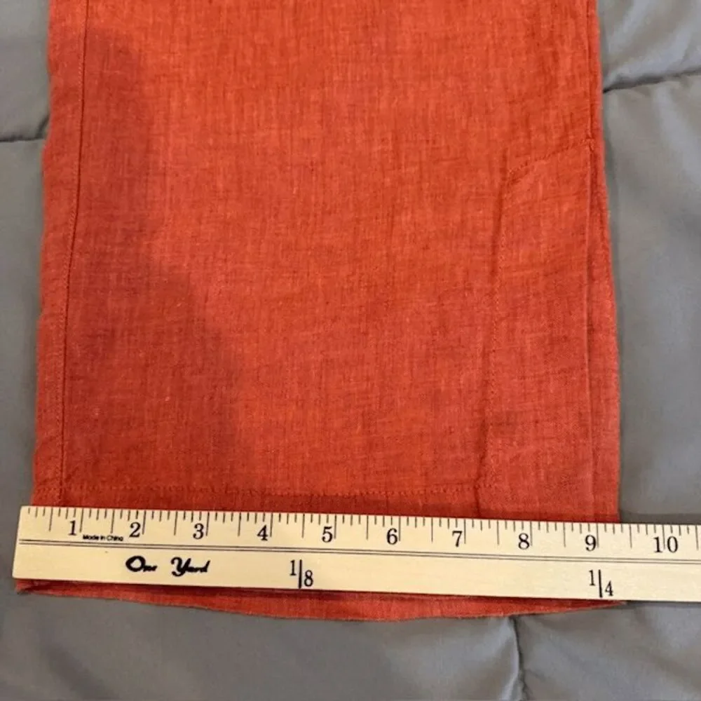 Athleta Retreat Linen Wide Leg‎ pants in Persimmon Coral Drawstring Size 8/P - Picture 13 of 14